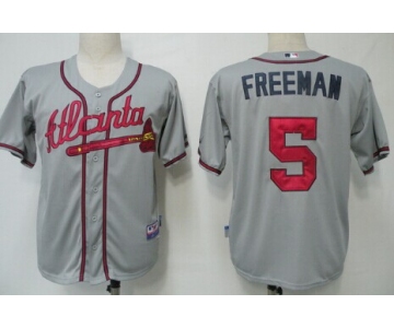 Atlanta Braves #5 Freddie Freeman Gray Kids Jersey