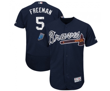 Atlanta Braves #5 Freddie Freeman Navy Blue 2018 Spring Training Authentic Flex Base Stitched MLB Jersey