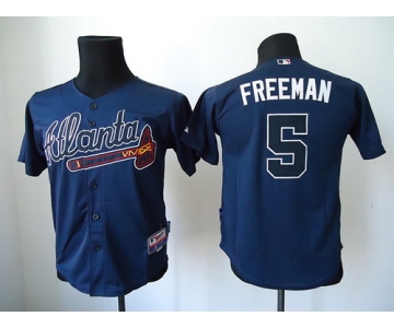 Atlanta Braves #5 Freddie Freeman Navy Blue Kids Jersey