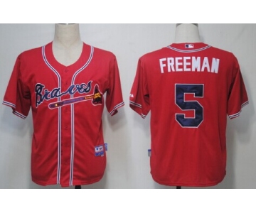 Atlanta Braves #5 Freddie Freeman Red Kids Jersey