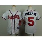 Atlanta Braves #5 Freddie Freeman White Kids Jersey