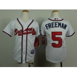 Atlanta Braves #5 Freddie Freeman White Kids Jersey