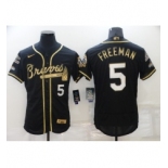 Men's Atlanta Braves #5 Freddie Freeman Black Gold 2021 World Series Champions Stitched Jersey