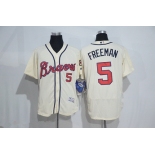 Men's Atlanta Braves #5 Freddie Freeman Cream 2016 Flex Base Majestic Stitched MLB Jersey