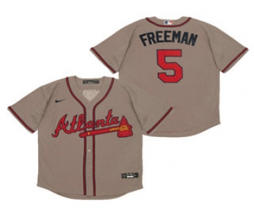 Men's Atlanta Braves #5 Freddie Freeman Gray Stitched MLB Cool Base Nike Jersey