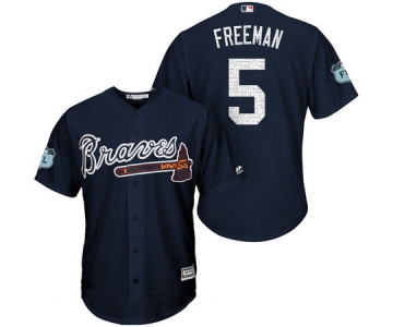 Men's Atlanta Braves #5 Freddie Freeman Navy Blue 2017 Spring Training Stitched MLB Majestic Cool Base Jersey