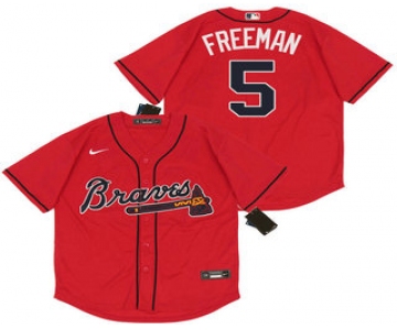 Men's Atlanta Braves #5 Freddie Freeman Red Stitched MLB Cool Base Nike Jersey