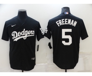 Men's Los Angeles Dodgers #5 Freddie Freeman Black Cool Base Stitched Baseball Jerseys