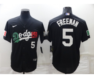 Men's Los Angeles Dodgers #5 Freddie Freeman Black Mexico 2020 World Series Cool Base Nike Jersey