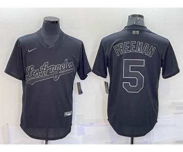 Men's Los Angeles Dodgers #5 Freddie Freeman Black Pullover Turn Back The Clock Stitched Cool Base Jersey