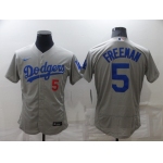 Men's Los Angeles Dodgers #5 Freddie Freeman Grey Flex Base Stitched Jersey