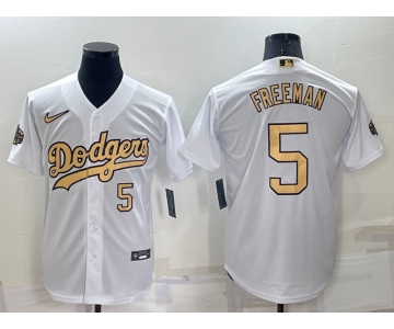 Men's Los Angeles Dodgers #5 Freddie Freeman Number White 2022 All Star Stitched Cool Base Nike Jersey