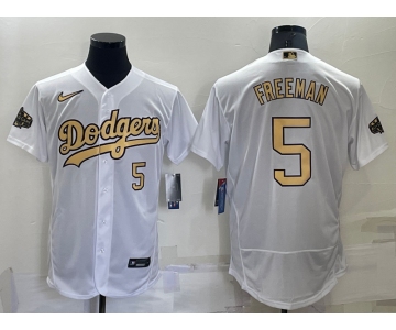 Men's Los Angeles Dodgers #5 Freddie Freeman Number White 2022 All Star Stitched Flex Base Nike Jersey