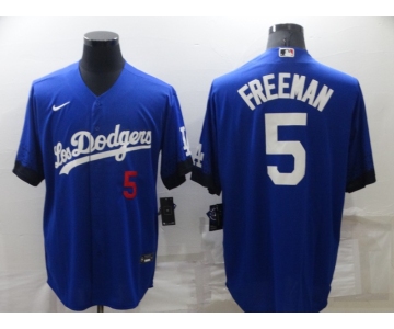 Men's Los Angeles Dodgers #5 Freddie Freeman Royal City Connect Flex Base Stitched Jersey