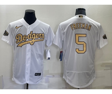 Men's Los Angeles Dodgers #5 Freddie Freeman White 2022 All Star Stitched Flex Base Nike Jersey