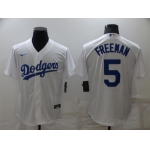 Men's Los Angeles Dodgers #5 Freddie Freeman White Cool Base Stitched Baseball Jersey