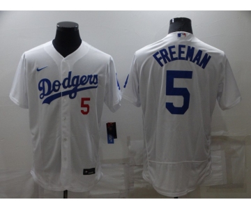 Men's Los Angeles Dodgers #5 Freddie Freeman White Flex Base Stitched Jersey