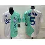 Men's Los Angeles Dodgers #5 Freddie Freeman White Green Number 2022 Celebrity Softball Game Cool Base Jersey1