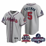 Men's Navy Atlanta Braves #5 Freddie Freeman 2021 World Series Champions With 150th Anniversary Patch Cool Base Stitched Jersey