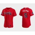 Men's Red Atlanta Braves #5 Freddie Freeman 2021 World Series Champions Flex Base Stitched Jersey