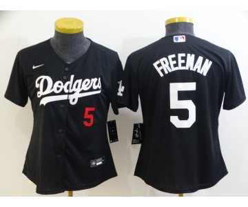 Youth Los Angeles Dodgers #5 Freddie Freeman Black 2022 Number Cool Base Stitched Nike Jersey