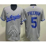 Youth Los Angeles Dodgers #5 Freddie Freeman Gray Road Cool Base Jersey