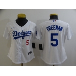 Youth Los Angeles Dodgers #5 Freddie Freeman White 2022 Number Cool Base Stitched Nike Jersey