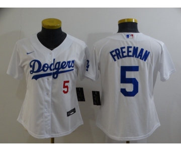 Youth Los Angeles Dodgers #5 Freddie Freeman White 2022 Number Cool Base Stitched Nike Jersey