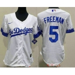 Youth Los Angeles Dodgers #5 Freddie Freeman White City Cool Base Jersey