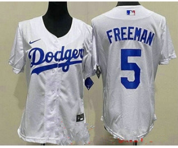 Youth Los Angeles Dodgers #5 Freddie Freeman White Cool Base Jersey