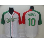 Dodgers #10 Justin Turner White Red Green Split Cool Base Stitched Baseball Jersey