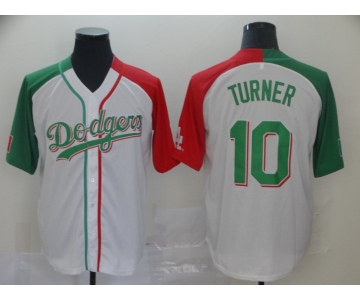 Dodgers #10 Justin Turner White Red Green Split Cool Base Stitched Baseball Jersey