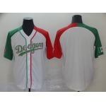 Dodgers Blank White Red Green Split Cool Base Stitched Baseball Jersey
