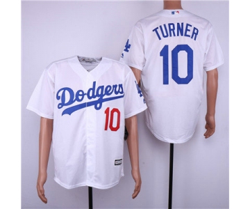 Los Angeles Dodgers 10 Justin Turner White Cool Base Jersey