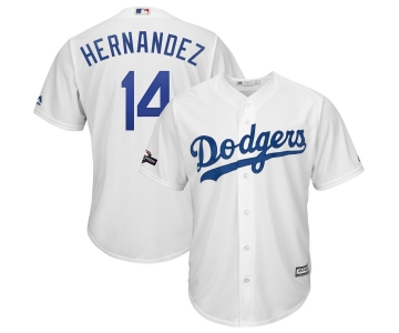 Los Angeles Dodgers #14 Enrique Hernandez Majestic 2019 Postseason Home Official Cool Base Player White Jersey