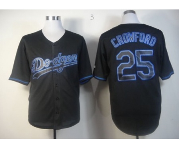 Los Angeles Dodgers #25 Carl Crawford Black Fashion Jersey