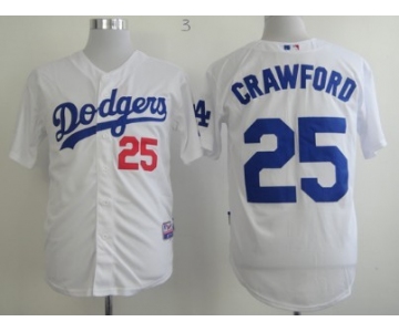 Los Angeles Dodgers #25 Carl Crawford White Jersey