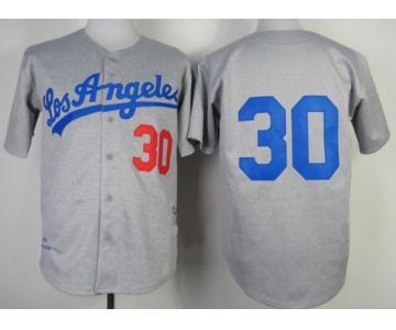 Los Angeles Dodgers #30 Maury Wills 1963 Gray Wool Throwback Jersey