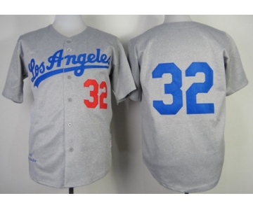 Los Angeles Dodgers #32 Sandy Koufax 1963 Gray Wool Throwback Jersey