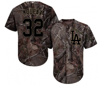 Los Angeles Dodgers #32 Sandy Koufax Camo Realtree Collection Cool Base Stitched Baseball Jersey