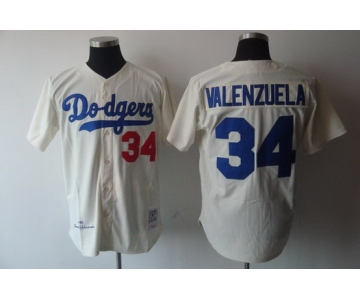 Los Angeles Dodgers #34 Fernando Valenzuela 1981 Cream Throwback Jersey