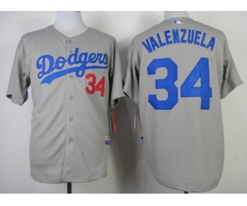 Los Angeles Dodgers #34 Fernando Valenzuela 2014 Gray Cool Base Jersey