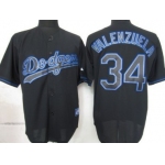 Los Angeles Dodgers #34 Fernando Valenzuela Black Fashion Jersey