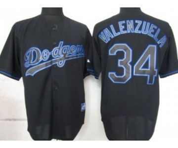 Los Angeles Dodgers #34 Fernando Valenzuela Black Fashion Jersey