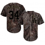 Los Angeles Dodgers #34 Fernando Valenzuela Camo Realtree Collection Cool Base Stitched Baseball Jersey