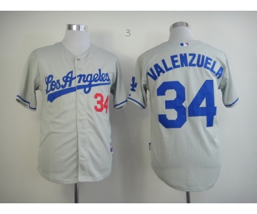 Los Angeles Dodgers #34 Fernando Valenzuela Gray Cool Base Jersey