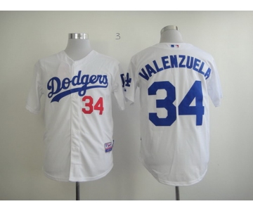 Los Angeles Dodgers #34 Fernando Valenzuela White Cool Base Jersey