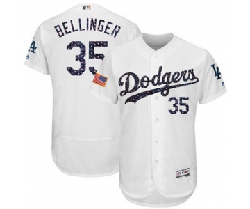 Los Angeles Dodgers 35 Cody Bellinger Majestic White 2018 Stars & Stripes Flex Base Player Jersey