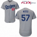 Los Angeles Dodgers #57 Alex Wood Gray Alternate Stitched MLB Majestic Flex Base Jersey