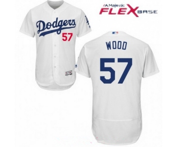 Los Angeles Dodgers #57 Alex Wood White Home Stitched MLB Majestic Flex Base Jersey